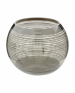 Semi-Transparent Nickel Stripe Glass Rounded Vase