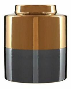 Small Grey Stella Metallic Gold Vase