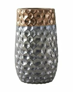 Honeycomb Hexagon Porcelain Vase - Silver/Copper