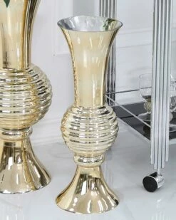 Gold Glass Trumpet Vase