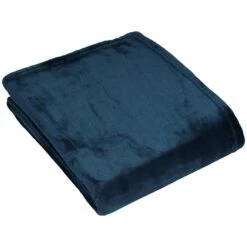 Furn Harlow Plain Fleece Throw Midnight 140cm X 180cm