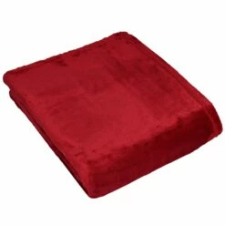 Furn Harlow Plain Fleece Throw Red 140cm X 180cm
