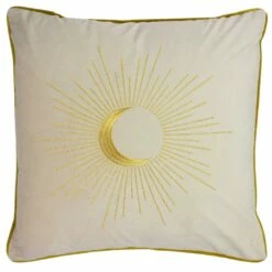 Furn Astrid Embroidered Eclipse Velvet Ivory Cushion Cover 20'' X 20''