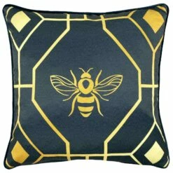 Furn Bee Deco Geometric Navy Feather Filled Cushion