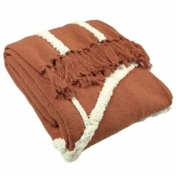 Furn Rainbow Tuft Tasselled Throw Brick