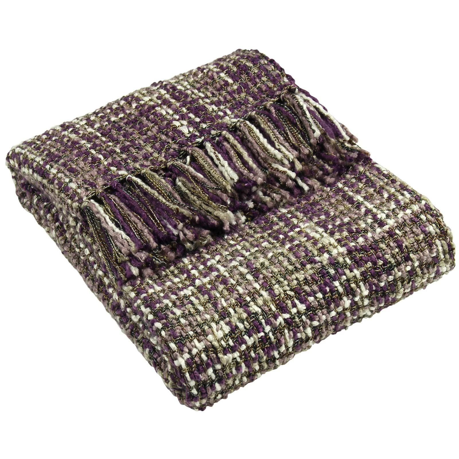 Baoli Woven Fringed Throw Plum 5 Baoli Woven Fringed Throw Plum - Image 3