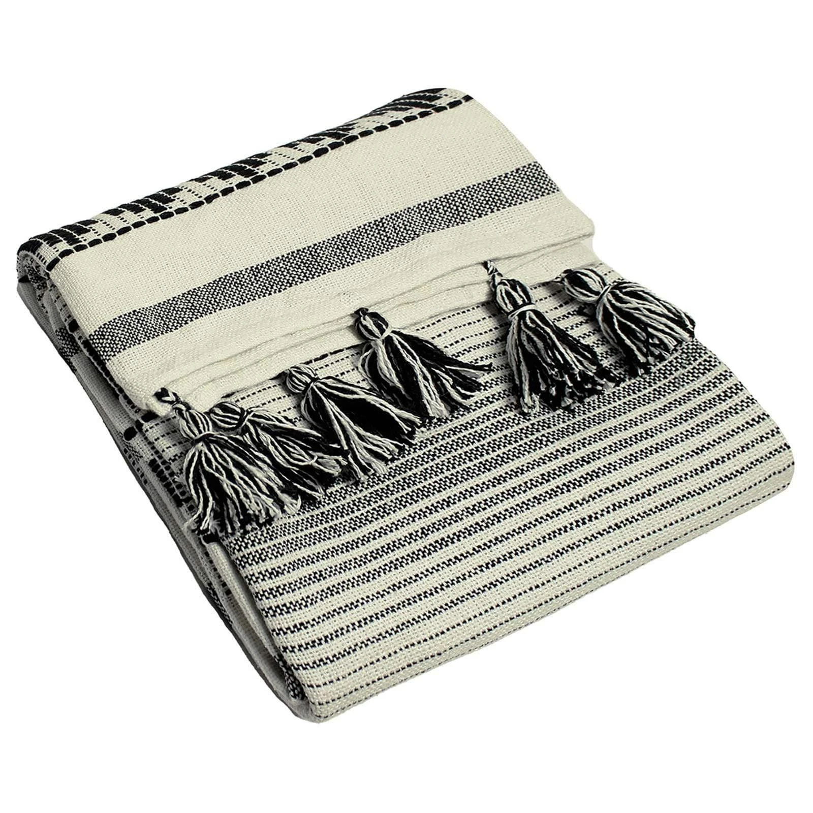 Furn Pangea Woven Tasselled Throw Black 3 Furn Pangea Woven Tasselled Throw Black