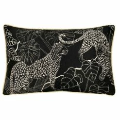 Furn Aurora Leopard Blush & Black Rectangular Feather Filled Cushion