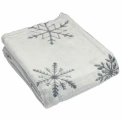 Furn Snowflake Festive Print Silver Fleece Throw 140cm X 180cm