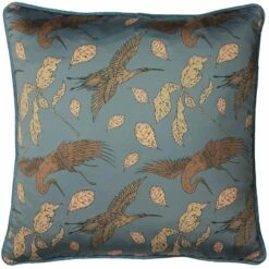 Harper Cranes Slate Blue Satin Filled Cushions