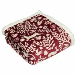 Furn Scandi Woodland Fleece Throw Berry 130cm X 150cm