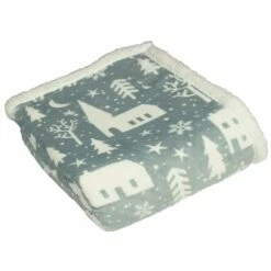 Furn Winter Walk Mist Blue Sherpa Fleece Throw 130cm X 150cm