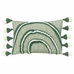 Furn Rainbow Tuft Tasselled Sage Filled Cushion