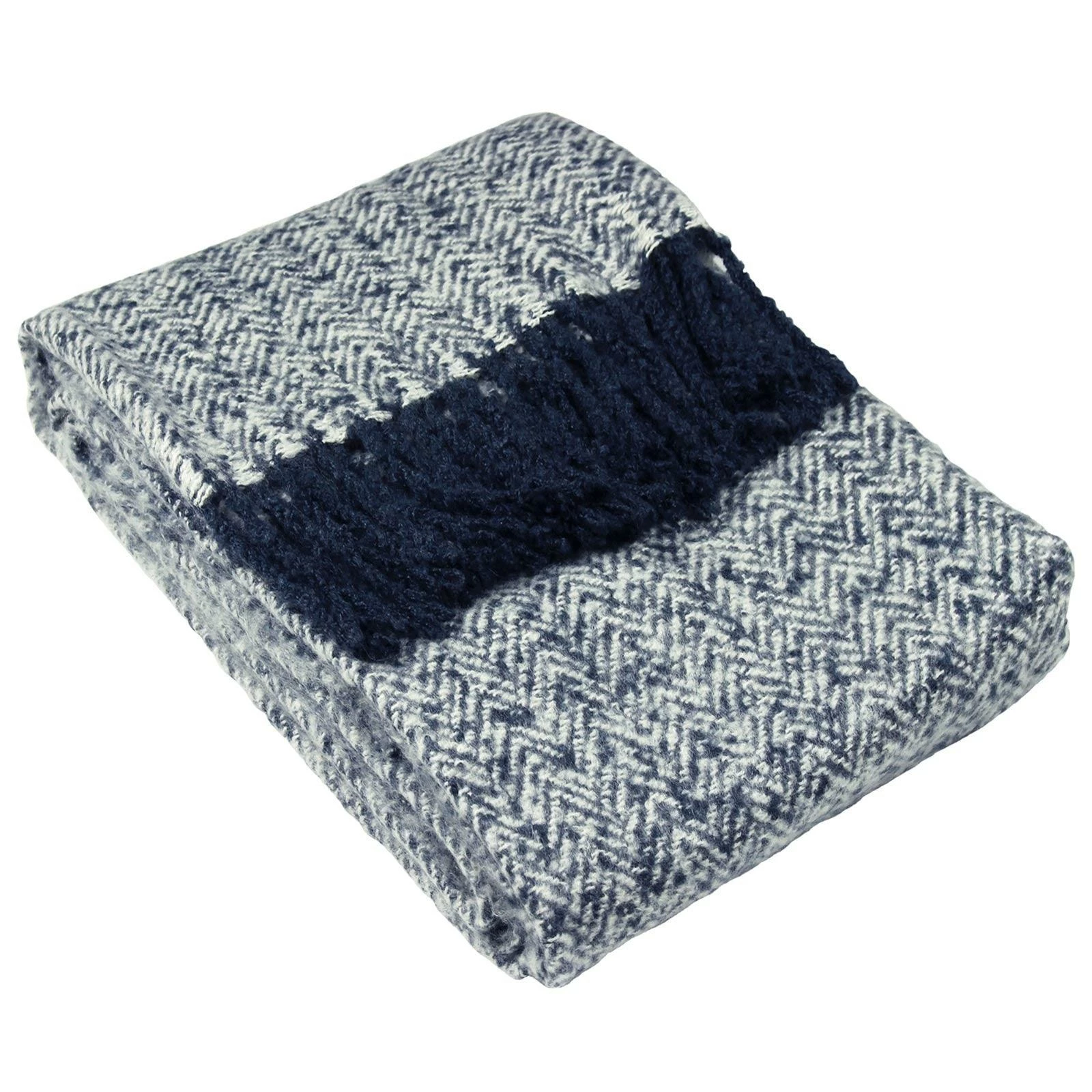 Furn Weaver Herringbone Throw Navy 130cm X 180cm 5 Furn Weaver Herringbone Throw Navy 130cm X 180cm - Image 3