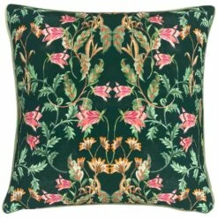 Heritage Bell Flowers Viridian Filled Cushion