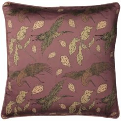 Harper Cranes Mulberry Satin Cushion Cover 18'' X 18''