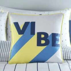 Vibe Striped Print Navy FiIled Cushion
