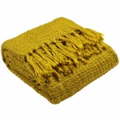 Boden Textured Fringed Throw Ochre -Ideal Shop 1 b5b7e230 4ab9 4ac4 88c4 216da3324edd