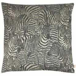 Kai Hector Zebra Jacquard Ebony Cushion Cover 22'' X 22''