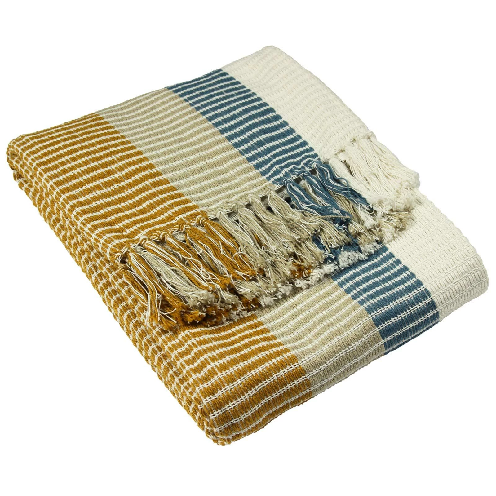 Furn Tulsa Striped Throw Teal & Ochre 130cm X 180cm 5 Furn Tulsa Striped Throw Teal & Ochre 130cm X 180cm - Image 3