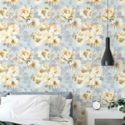 Dramatic Floral Wallpaper Ochre -Ideal Shop 1 dcc44099 0189 4a2d aab8 10de0736fee4