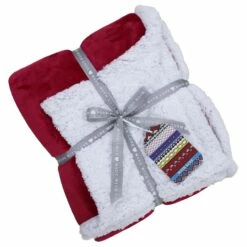Luxe Sherpa Velvet Fleece Throw Red -Ideal Shop 1 e4dfd5fc 702e 43ac a601 a51cd44bad11