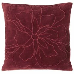 Furn Angeles Floral Velvet Berry Cushion Cover 18'' X 18''