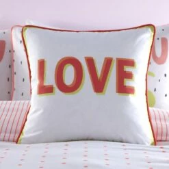 Love Polka Dot Coral FiIled Cushion