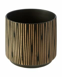 Handcrafted Cream And Black Ceramic Planter