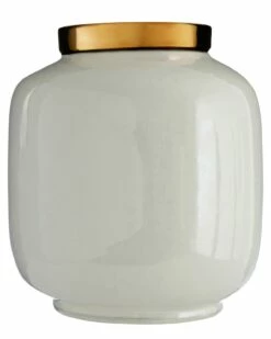 Round White Stella Metallic Gold Vase
