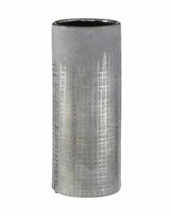 Silver-Etched Cylindrical Vase