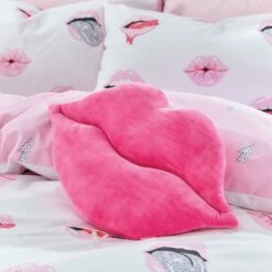Read My Lips Shaped Pink Filled Cushion