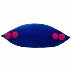 Furn Hoola Pom Pom Velvet Blue & Pink Feather Filled Cushion -Ideal Shop 2 1497962e 7313 4ce7 a6e1 831977f8cf83