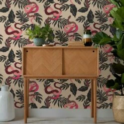 Furn Serpentine Wallpaper Pink & Black