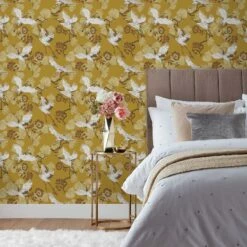 Furn Demoiselle Botanical Wallpaper Mustard