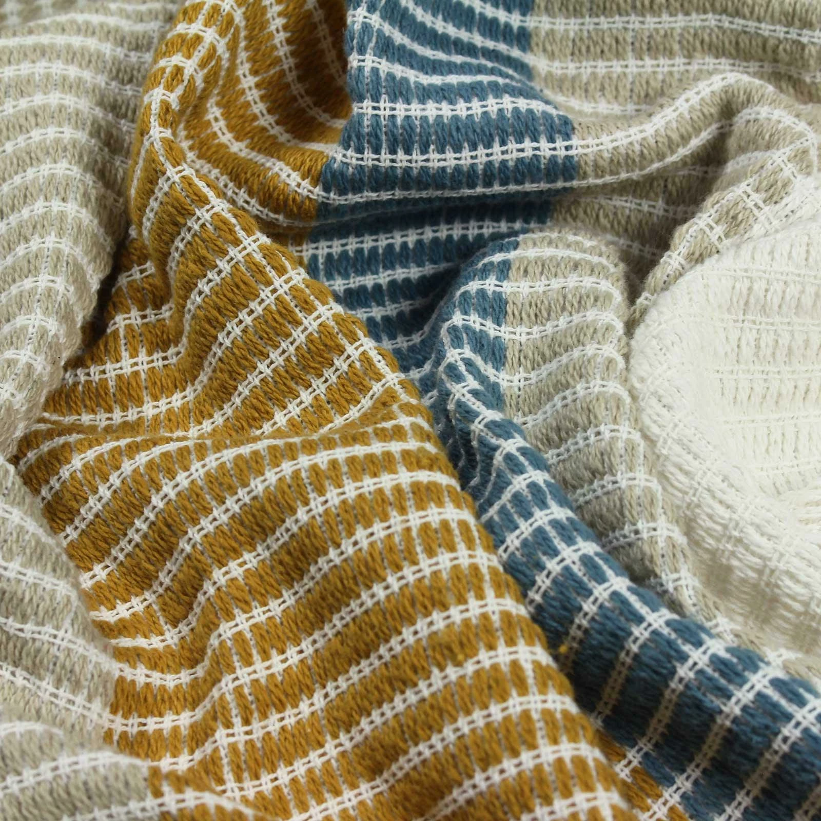 Furn Tulsa Striped Throw Teal & Ochre 130cm X 180cm 4 Furn Tulsa Striped Throw Teal & Ochre 130cm X 180cm - Image 2
