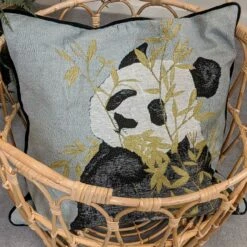 Furn Pandas Jacquard Green Filled Cushions