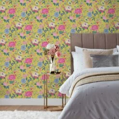 Furn Azalea Floral Wallpaper Yellow