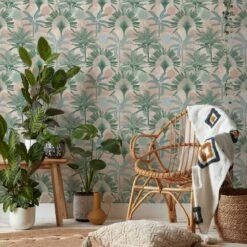 Furn Malaysian Palm Wallpaper Blush & Green