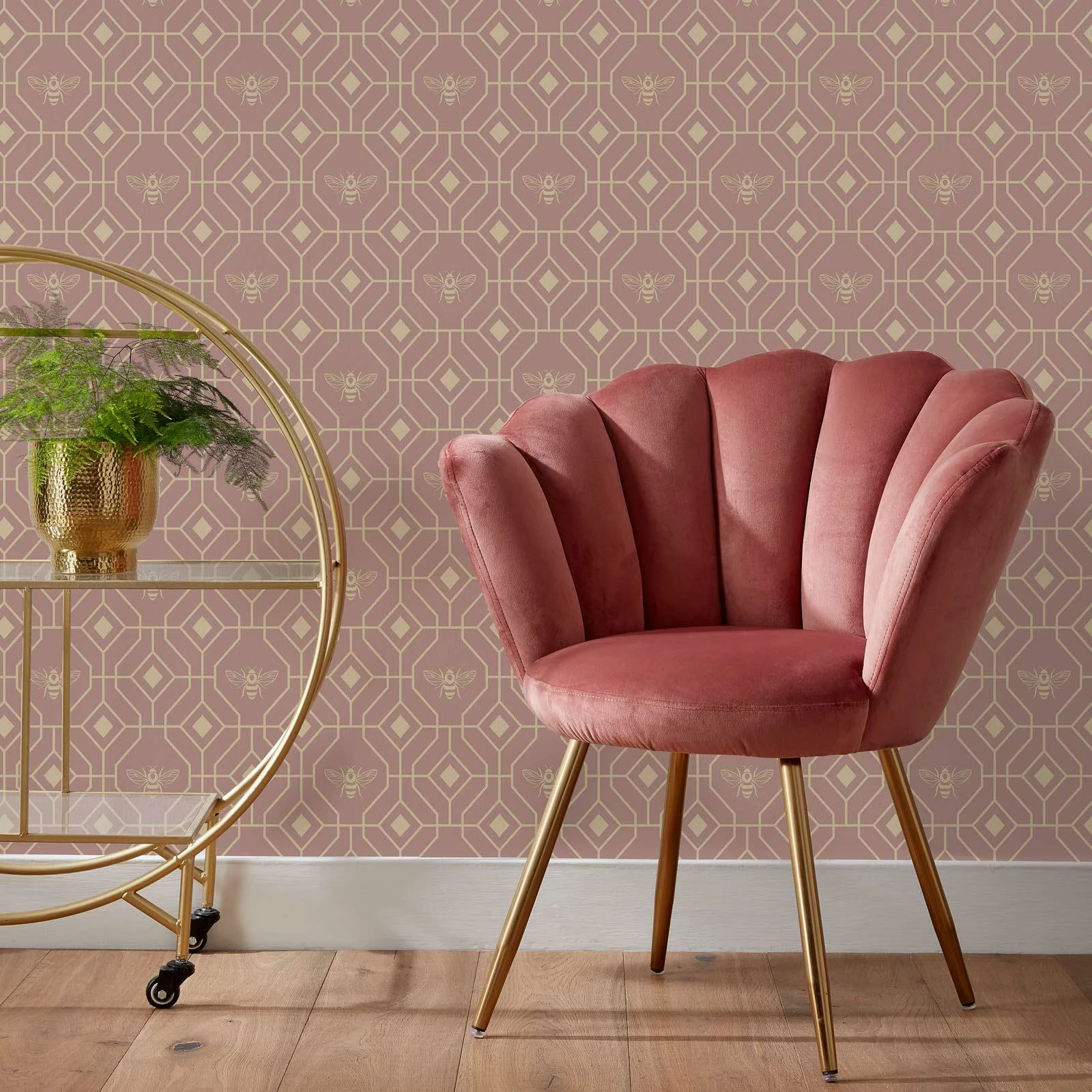 Furn Bee Deco Gold Foil Wallpaper Blush 3 Furn Bee Deco Gold Foil Wallpaper Blush