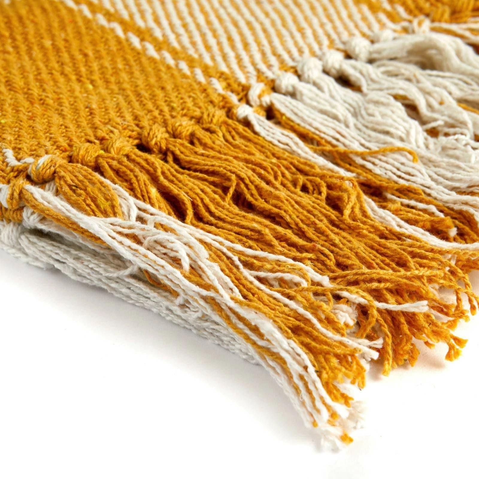 Frisco Tartan Check Recycled Cotton Throw Ochre 5 Frisco Tartan Check Recycled Cotton Throw Ochre - Image 3