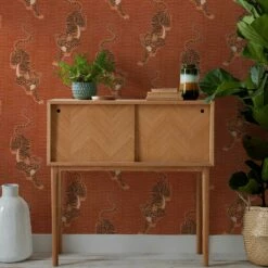Furn Tibetan Tiger Wallpaper Coral