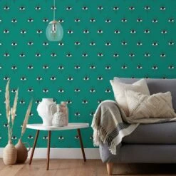 Furn Theia Gold Foil Wallpaper Turquoise