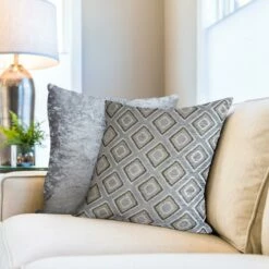 Pisa Chenille Silver Cushion Cover 17'' X 17''