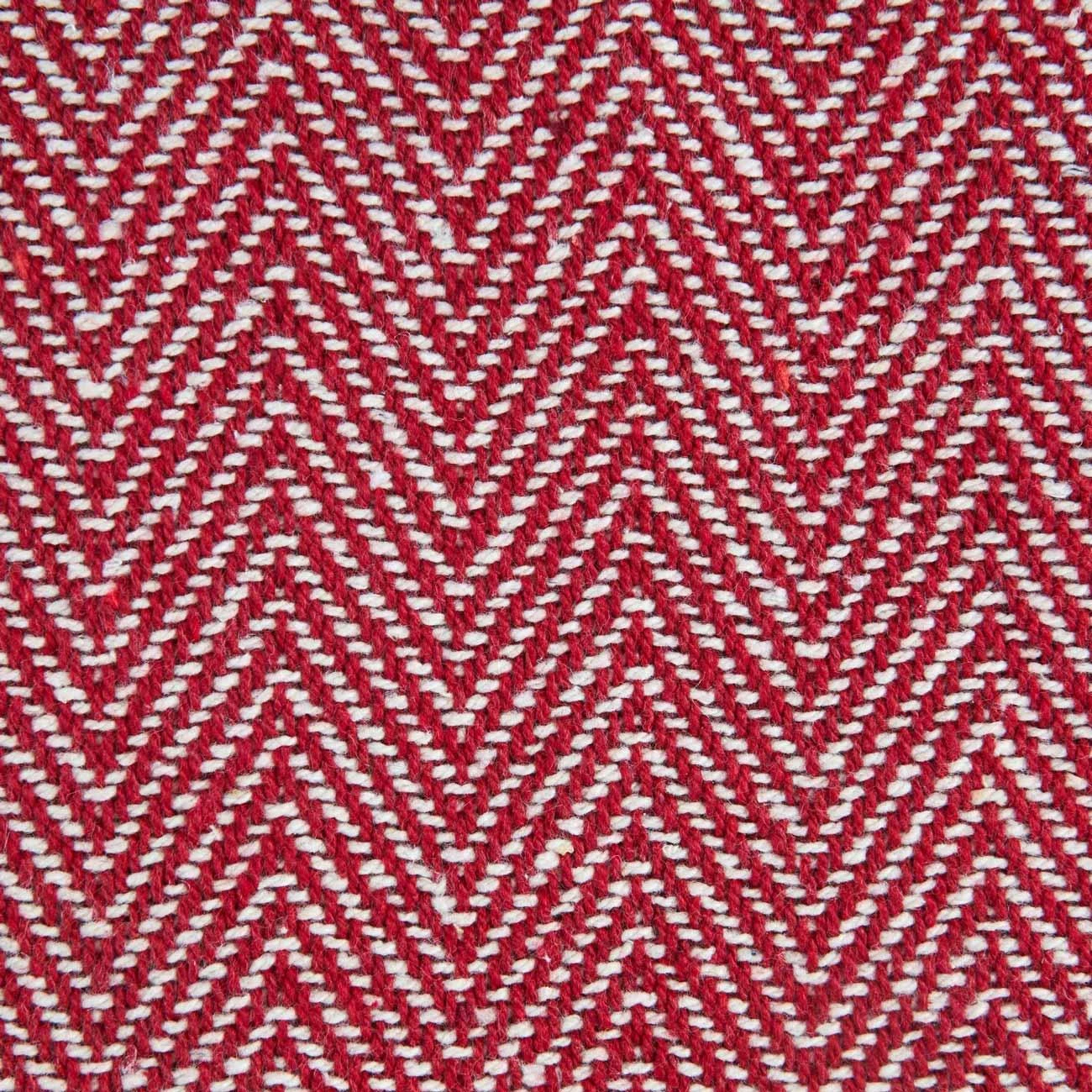 Herringbone Tasselled Recycled Cotton Throw Red 5 Herringbone Tasselled Recycled Cotton Throw Red - Image 3