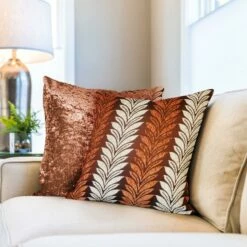 Willow Chenille Burnt Orange Cushion Cover 17'' X 17''