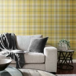Kelso Check Wallpaper Ochre -Ideal Shop 2 d75a950d d399 4c7c aca0 343af4838a60