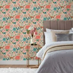 Furn Azalea Floral Wallpaper Coral
