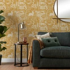 Furn Winter Woods Wallpaper Ochre