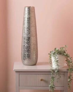 Gaia Silver Textured Vase